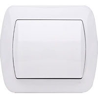 Biały łącznik jednoklawiszowy Simon Akord o zaokrąglonej ramce